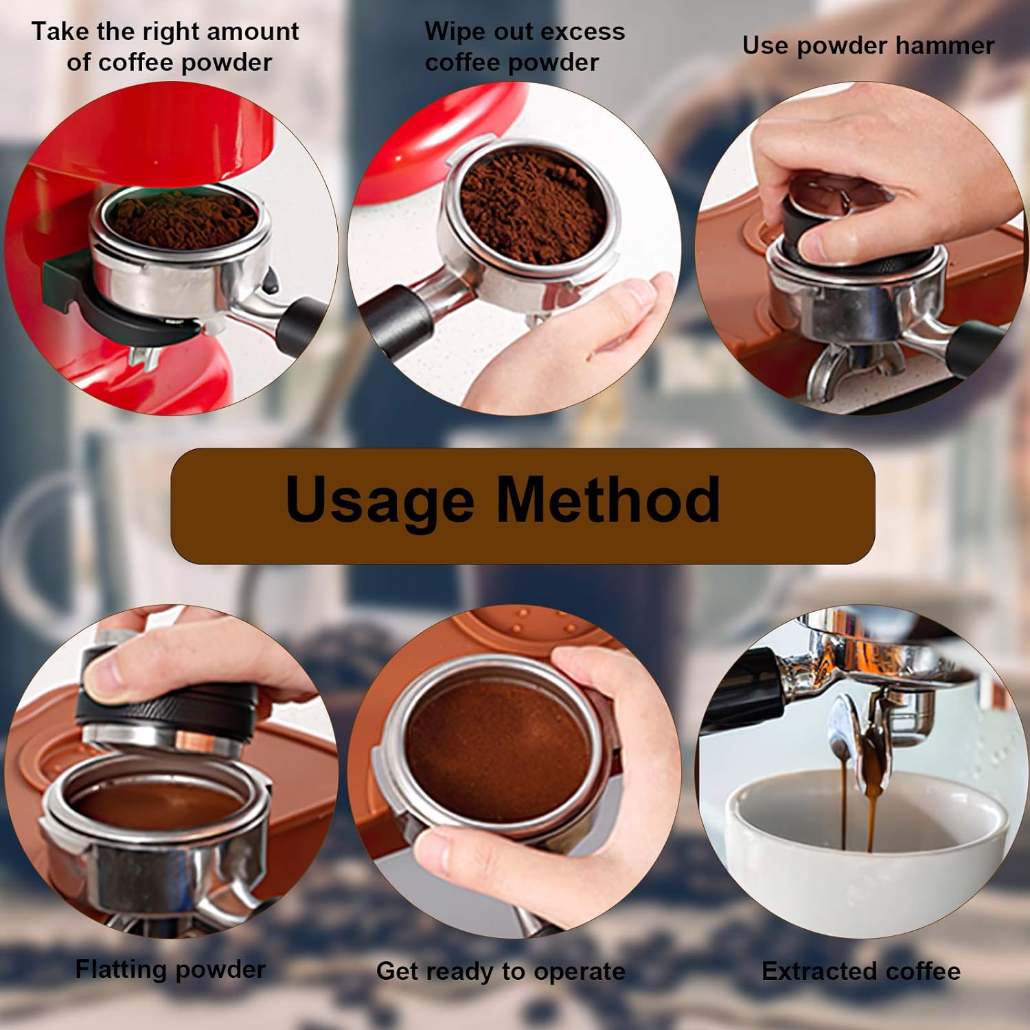 Tamper cafea profesional, Elite, 51/53/58 mm, adancime reglabila, inox