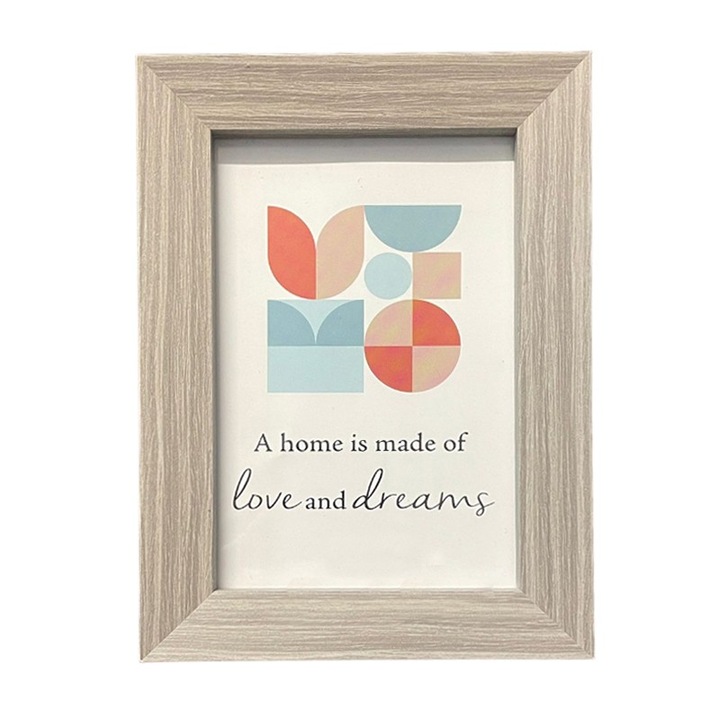 Rama foto Freya, PROCART, de birou sau perete, 10x15 cm, design simplu, cadru lemn gri