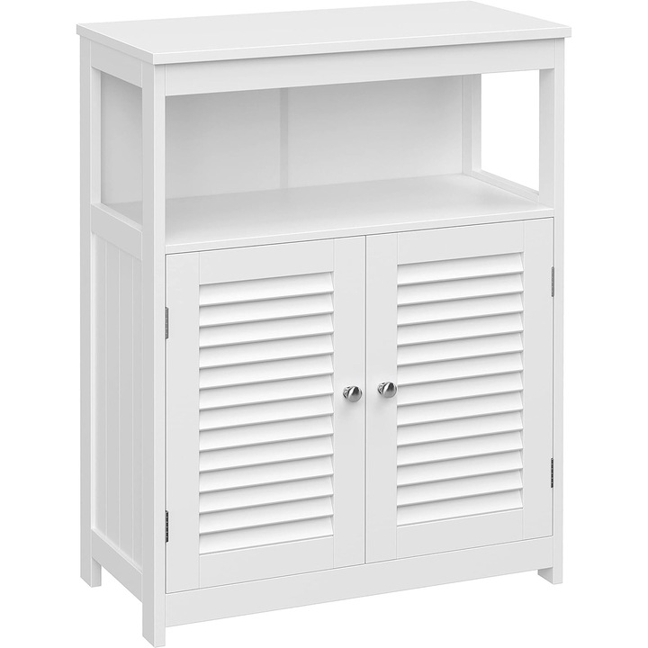 VASAGLE Dulap de depozitare de podea pentru baie, cu usi duble, 30x60x80 cm, alb