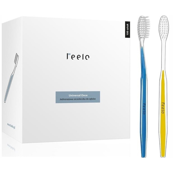 100 db-os eldobható fogkefe készlet, Feelo, többszínű