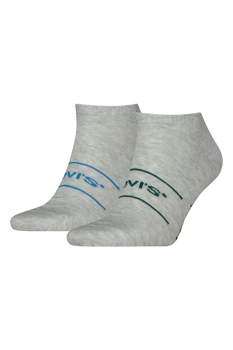 Levi's, Унисекс чорапи до глезена с памук - 2 чифта, Светлосив меланж