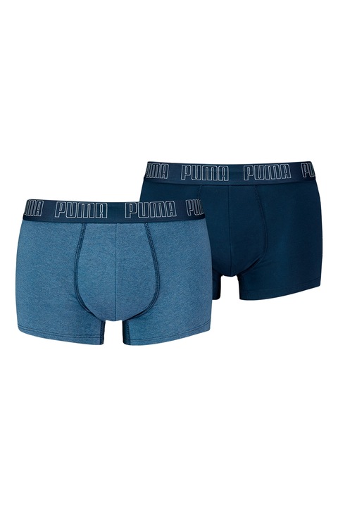 Puma, Set de boxeri cu banda logo in talie - 2 perechi, Albastru deschis melange, Bleumarin, XL