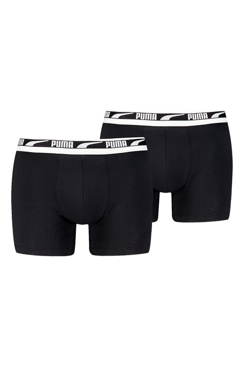 Puma, Set de boxeri cu banda logo in talie - 2 perechi, Negru