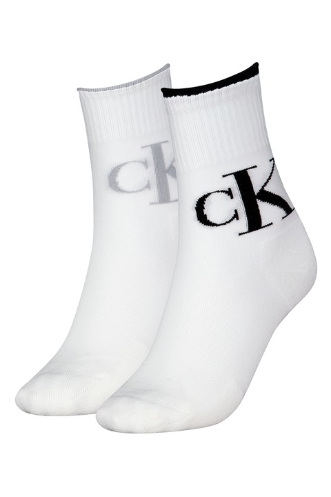 CALVIN KLEIN, Дълги чорапи с лого - 2 чифта, Бял, One Size