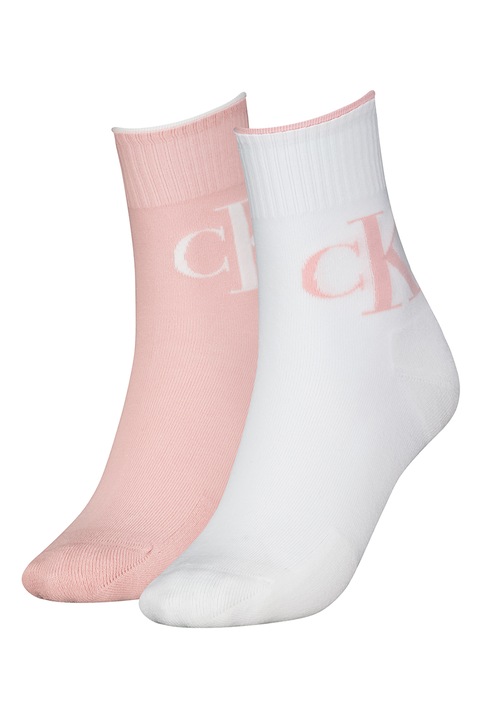 CALVIN KLEIN, Дълги чорапи с лого - 2 чифта, Бял/Пастелнорозов, One Size