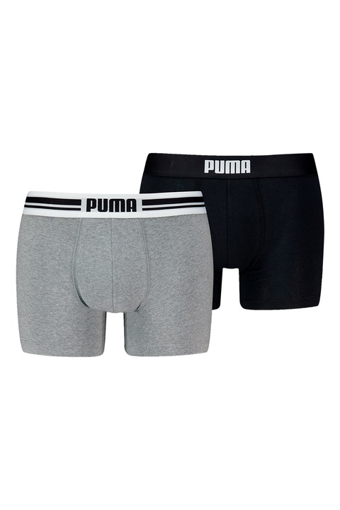 Puma, Боксерки с лого на талията - 2 чифта, Черен/Светло сив