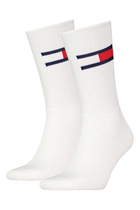 Tommy Hilfiger, Set de sosete unisex cu imprimeu logo - 2 perechi