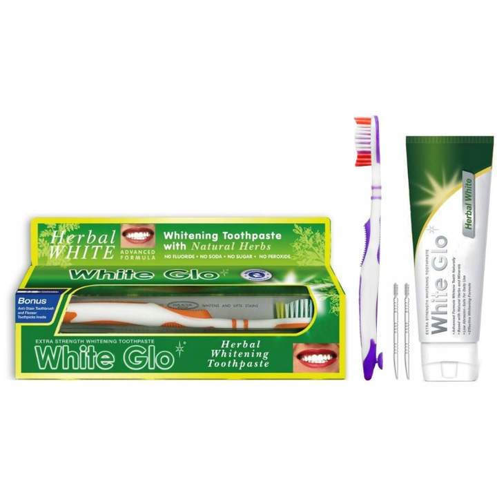 Избелваща паста на растителна основа, White Glo, 100 мл