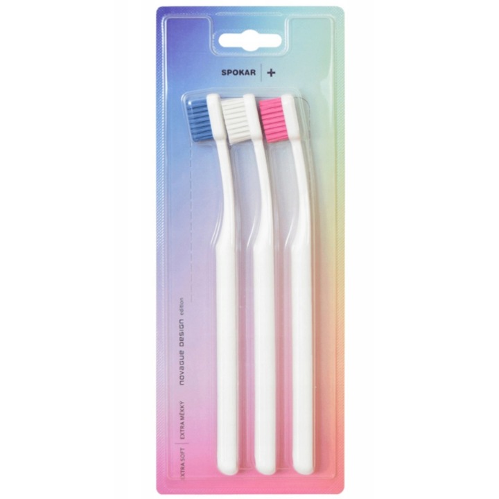 Spokar, 3 db-os fogkefe készlet, fehér