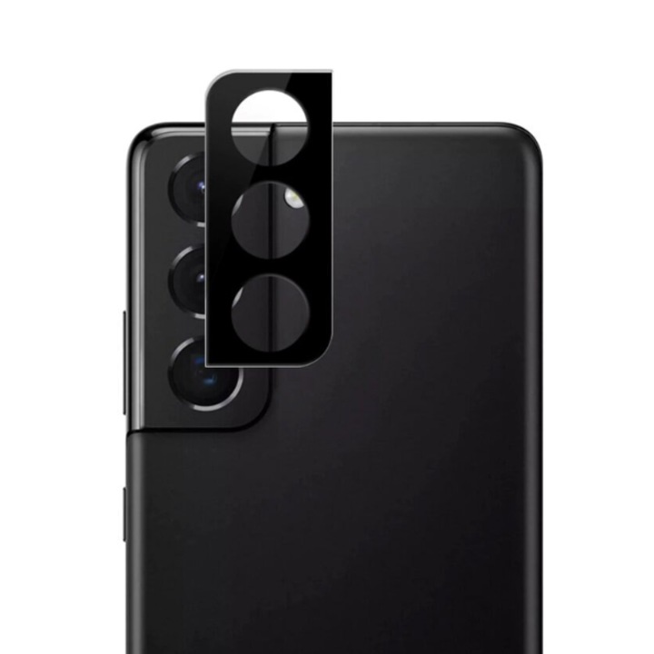Folie de protectie premium pentru camera Samsung Galaxy S22 Plus: sticla securizata, rezistenta 9H, Negru-Transpantarent