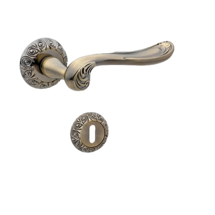 Интериорна дръжка за врата ANTIGO A-39-20 античен бронз с ключ розетка