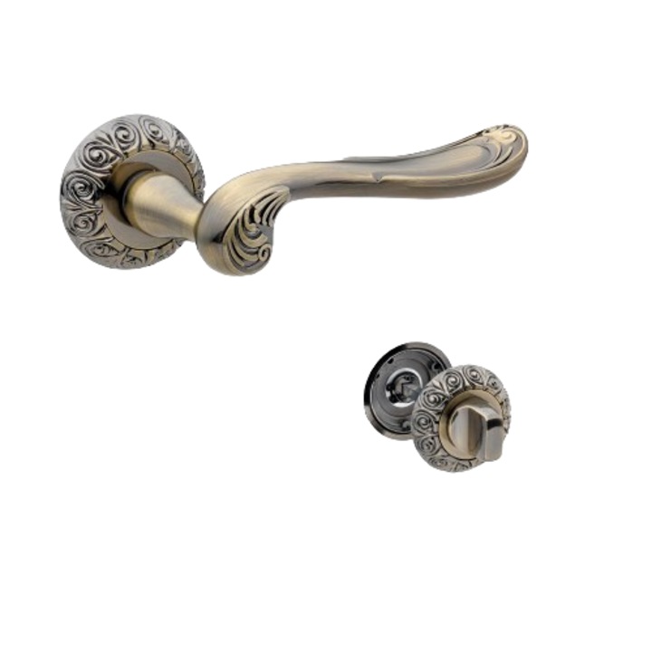 Интериорна дръжка за врата ANTIGO A-39-20 античен бронз с тоалетна розетка