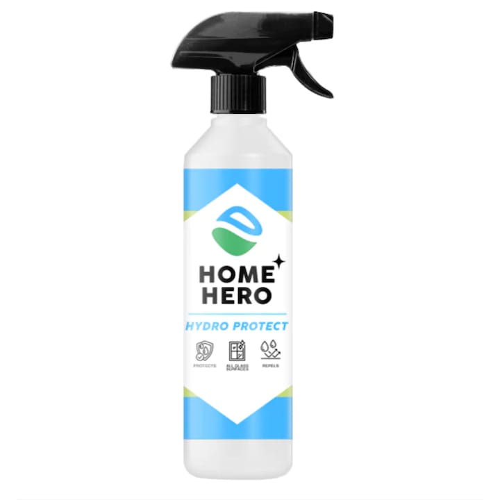 Solutie cu efect Hidrofob de lunga durata, Sticla si Inox, HydroProtect, Home Hero, 500 ml