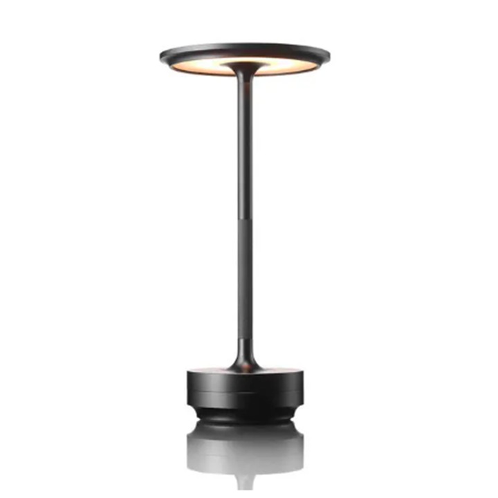 Lampa led din aluminiu, 5200mAh, control touch / 3 tipuri iluminare, fara fir, reincarcare usb-c, culoare negru