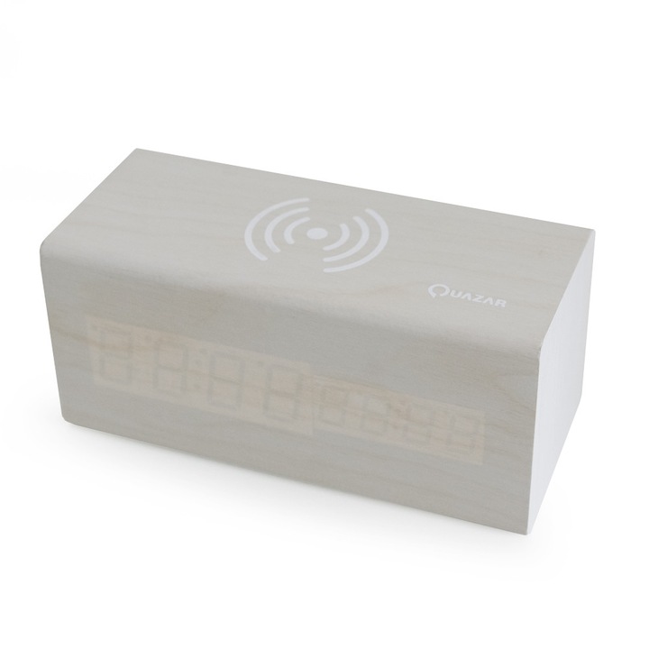 QUAZAR Charger Clock Station Vezeték nélküli Qi töltő és Óra fehér