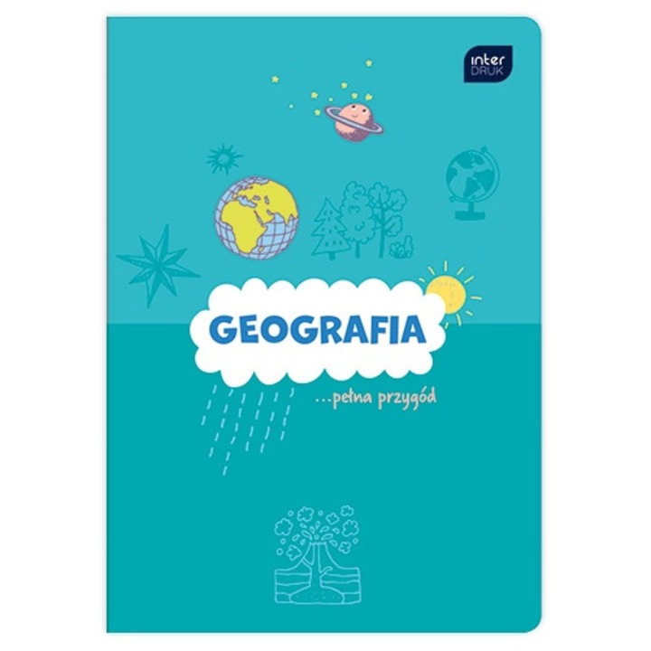 Caiet scolar geografie, Interdruk, Hartie, Format A5, 60k, Albastru inchis