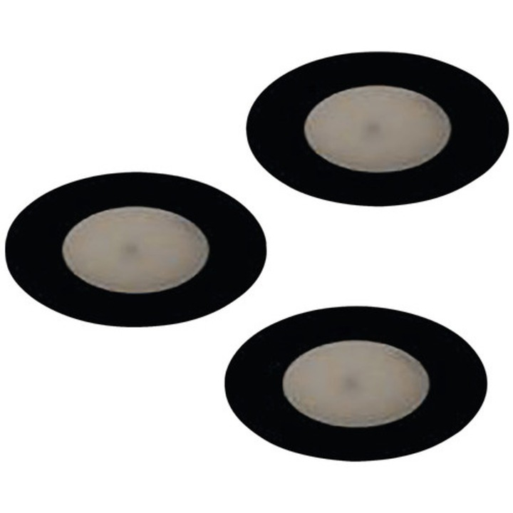 Spot Incastrat Zujar, Ø90 Mm, Negru, Pachet 3 Bucati