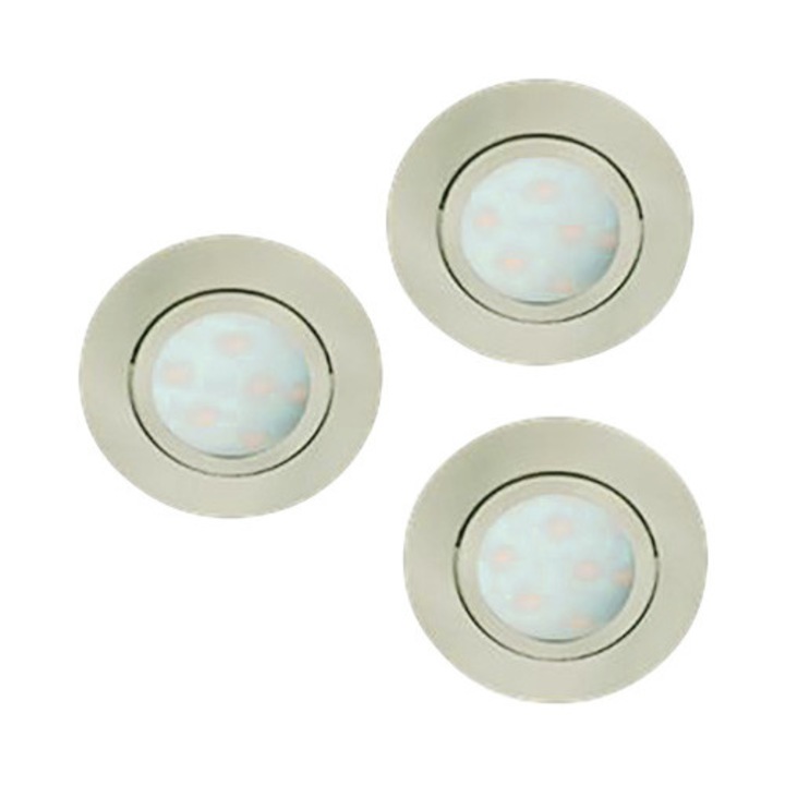 Spot Incastrat Zujar, Ø90 Mm, Nichel Mat, Pachet 3 Bucati