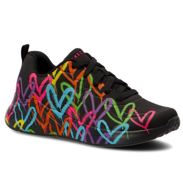 Skechers Skechers Uno Lite Heart Of Hearts_a női fűzős sneaker cipő szív mintával 177977-BKMT