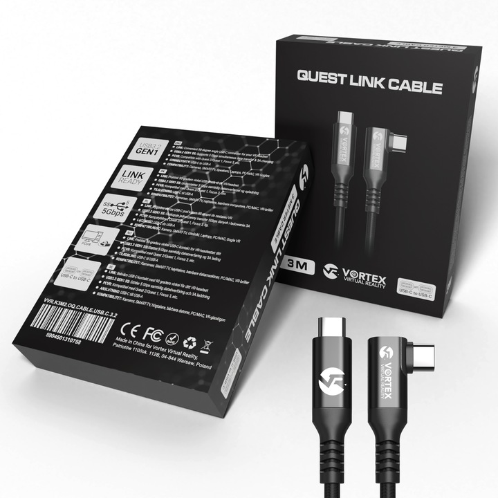 Oculus Link kábel 3m, USB-C, Oculus Quest 2, SteamVR, SideQuest, Oculus Quest 2, SteamVR, SideQuest számára