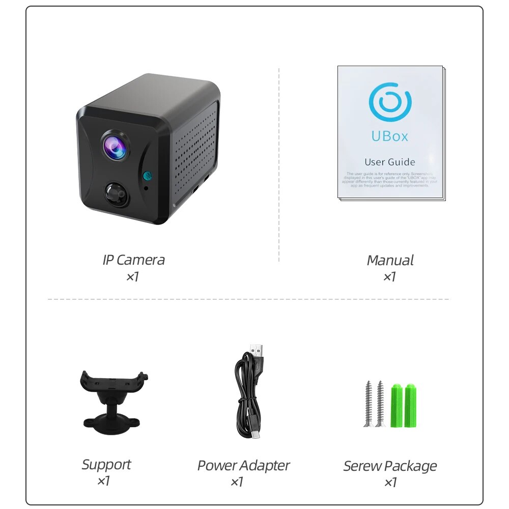 Безжична охранителна мини камера 2MP HD акумулаторна IP камера WiFi ...