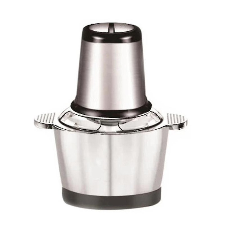 Tocator electric, cu vas din inox, capacitate 2L, putere 250W, cu lame ascutite si durabile, negru/gri