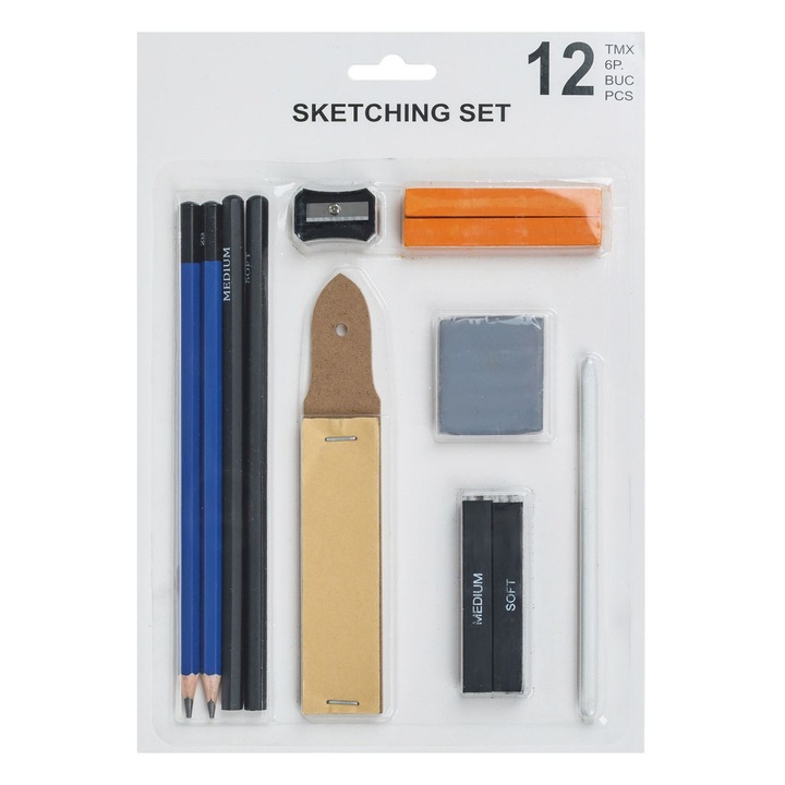 Set creioane pentru schite, carbune, grafit, pasteluri ulei