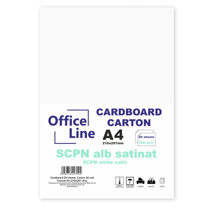 Carton A4 300gr SCPN alb satinat top.20 coli