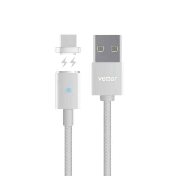 Cablu de incarcare USB / USB-C Vetter magnetic silver
