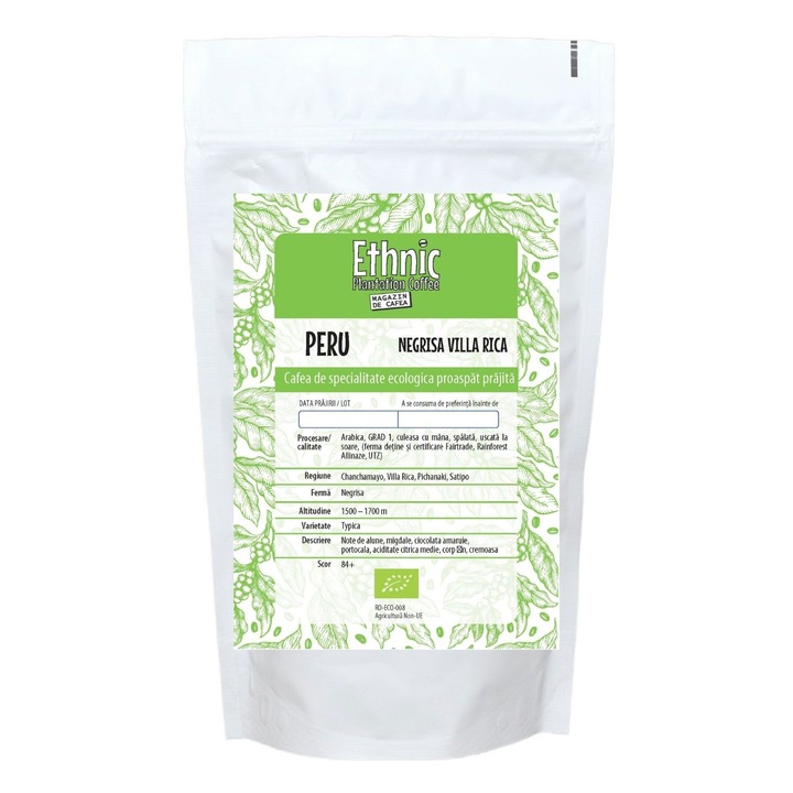 Cafea ecologica de specialitate, prajita si macinata, Peru Finca Negrisa, Ethnic Plantation Coffee, 500g