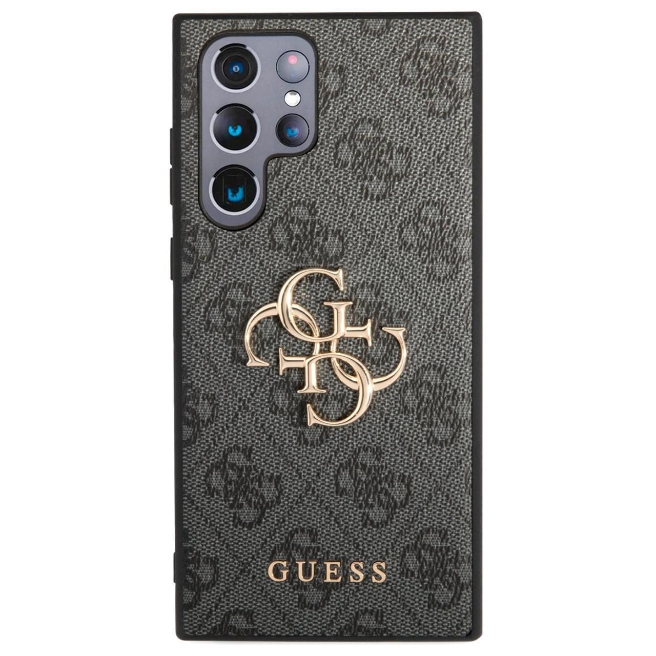 Husa de protectie Guess 4G PU Leather Big Metal Logo pentru Samsung Galaxy S24 Ultra, Gri/Negru