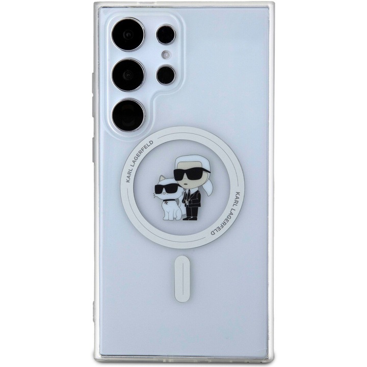 Husa Cover Karl Lagerfeld IML Karl and Choupette Magsafe pentru Samsung Galaxy S24 Ultra, Transparent