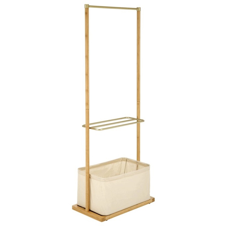 Поставка за закачалки HM WU31, с текстилно място за съхранение, 60x35x166 см