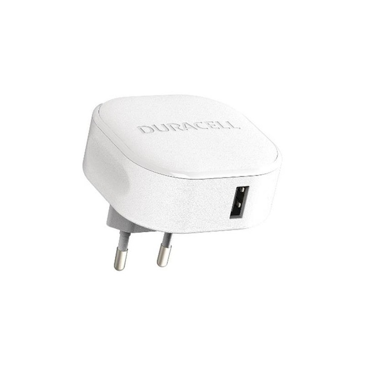 Incarcator, Duracell, 12W, USB, 60 x 60 x 51 mm, Alb