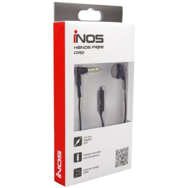 Casti handsfree, Inos, 10 mW, 1.2 m, Negru