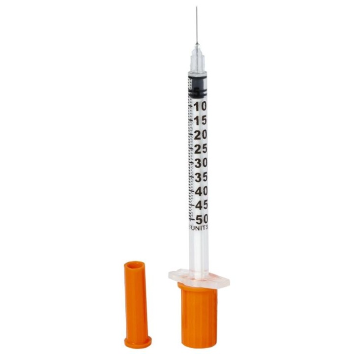Комплект 50 инсулинови спринцовки 0.5 ml с вградена игла 30G, 0.30 x 13 mm, 3 броя, PRIMA