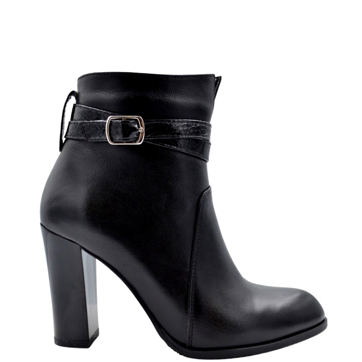 Botine dama piele naturala - negre, Negru
