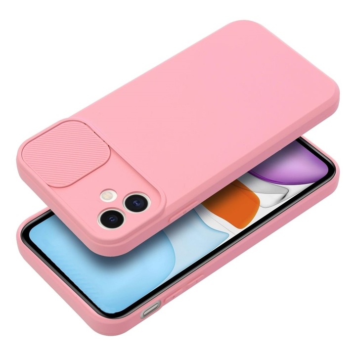 Telefontok Samsung Galaxy A05 - Slider csúsztatható kameravédős pink szilikon hátlap tok