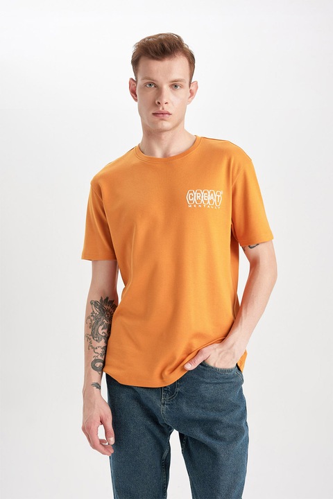 DeFacto, Tricou cu imprimeu pe spate, Portocaliu
