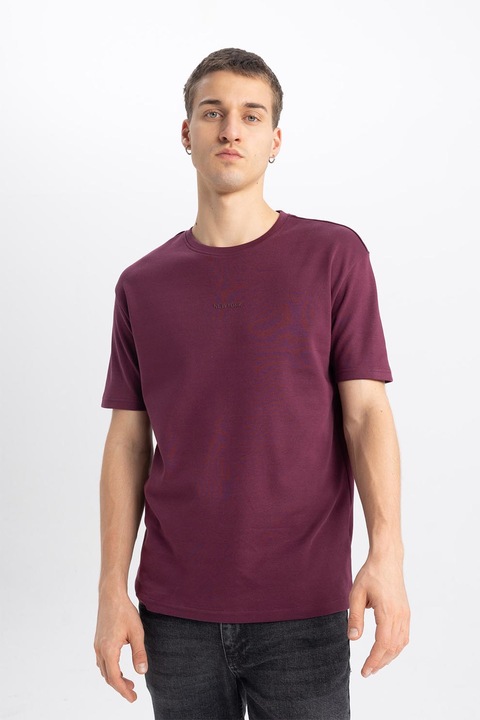 DeFacto, Tricou cu detaliu text, Albastru Violet