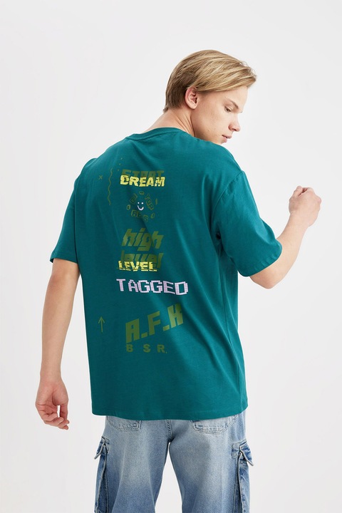 DeFacto, Tricou cu imprimeu pe spate, Verde englez