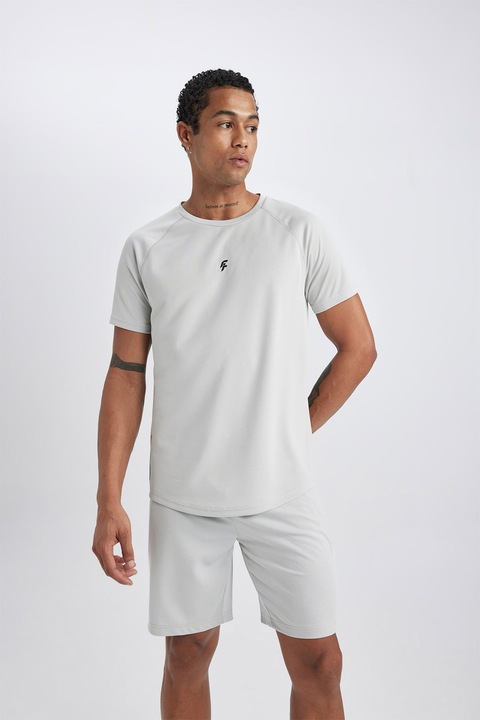 DeFacto, Tricou cu decolteu la baza gatului, Gri deschis