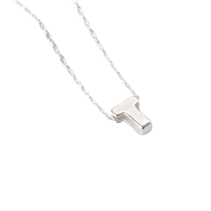 Lantisor Chain House, cu pandantiv initiala T, dimensiune ajustabila, argintiu