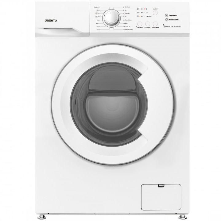 Mosógép Grento WM 6018, 6 kg, 1000 ford./perc, 8 program, Késleltetett indítás, F energiaosztály, fehér