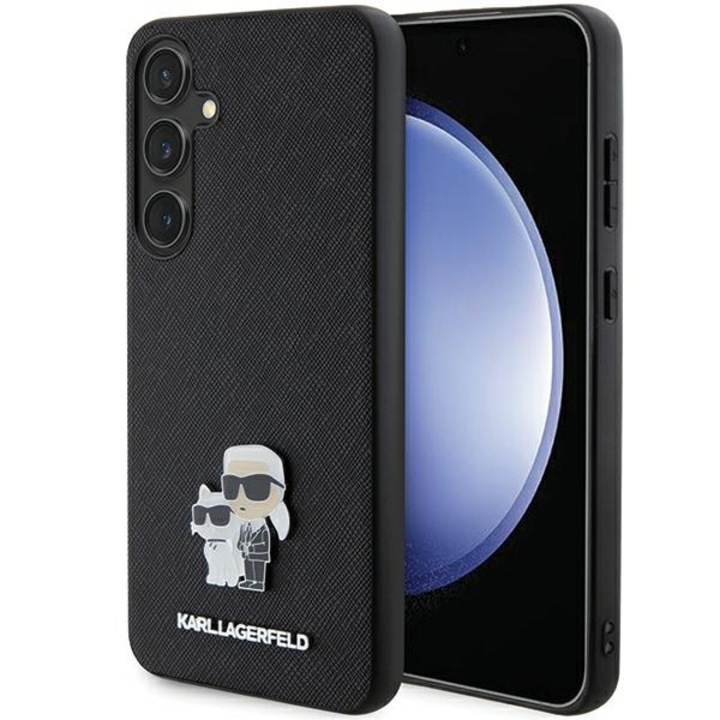 Кейс за Samsung Galaxy S24 Karl Lagerfeld saffiano karl & choupette metal pin black