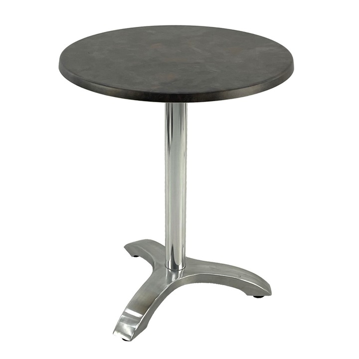 Masa bistro rotunda D60xh74cm Raki Metalic Oxid, blat werzalit si picior aluminiu