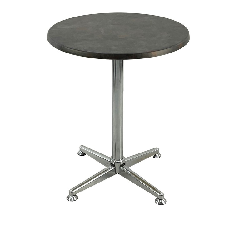 Masa bistro rotunda D60xh74cm Raki Metalic Oxid, blat werzalit si picior metalic cromat
