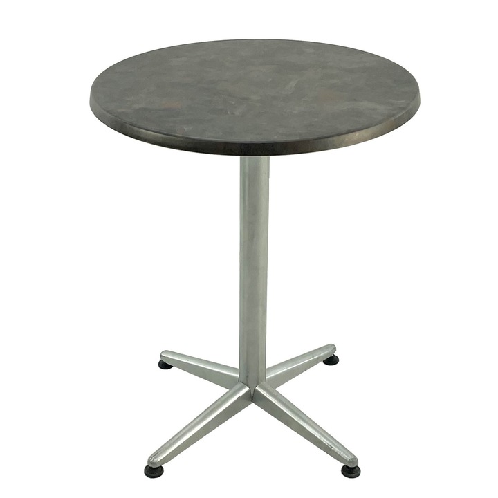 Masa bistro rotunda D60xh74cm Raki Metalic Oxid, blat werzalit si picior metalic gri
