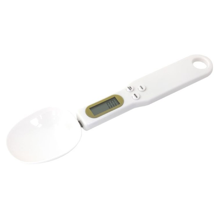 Cantar de bucatarie in forma de lingura cu display digital, culoare Alb ABYZ®