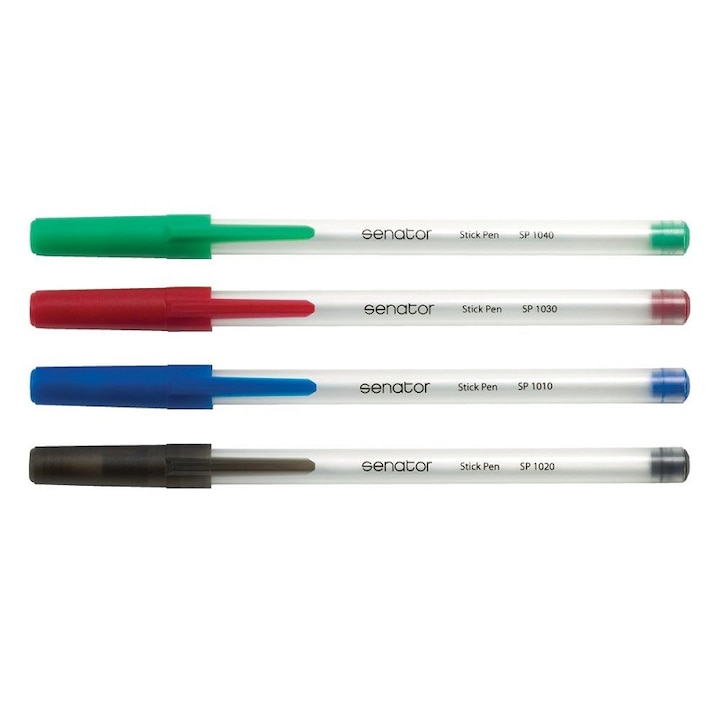 Химикалка Senator Stick Pen, прозрачна, СИН, оп. 50